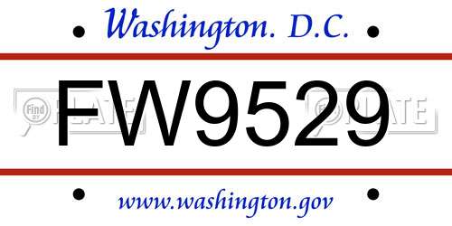 FW9529 District Of Columbia License Plate