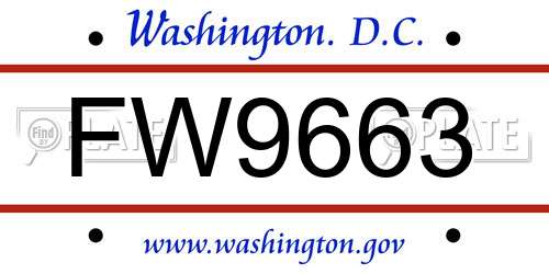 FW9663 District Of Columbia License Plate