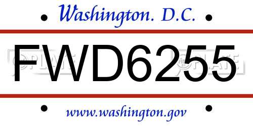 FWD6255 District Of Columbia License Plate