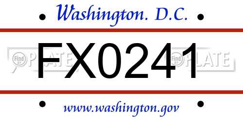 FX0241 District Of Columbia License Plate