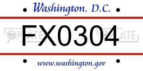 FX0304 District Of Columbia License Plate