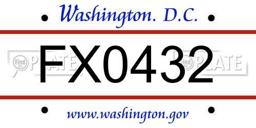 FX0432 District Of Columbia License Plate