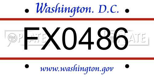 FX0486 District Of Columbia License Plate