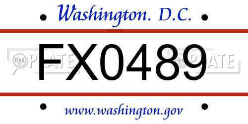 FX0489 District Of Columbia License Plate