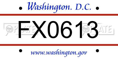 FX0613 District Of Columbia License Plate