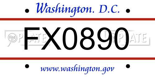 FX0890 District Of Columbia License Plate