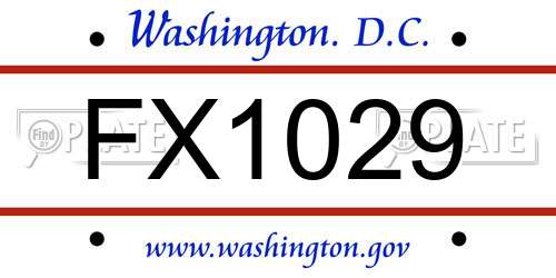 FX1029 District Of Columbia License Plate