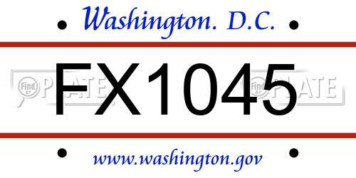 FX1045 District Of Columbia License Plate