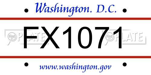 FX1071 District Of Columbia License Plate