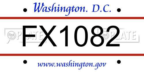 FX1082 District Of Columbia License Plate