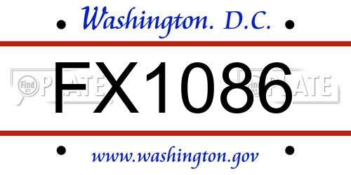 FX1086 District Of Columbia License Plate