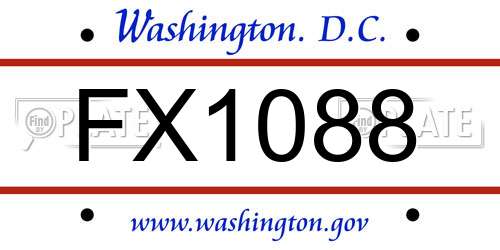 FX1088 District Of Columbia License Plate
