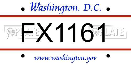 FX1161 District Of Columbia License Plate
