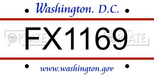 FX1169 District Of Columbia License Plate