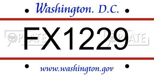 FX1229 District Of Columbia License Plate
