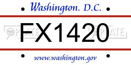 FX1420 District Of Columbia License Plate