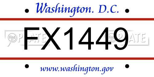 FX1449 District Of Columbia License Plate