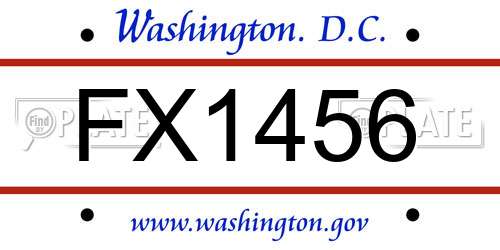 FX1456 District Of Columbia License Plate