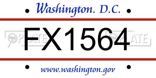 FX1564 District Of Columbia License Plate