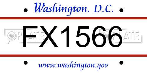 FX1566 District Of Columbia License Plate