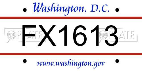 FX1613 District Of Columbia License Plate