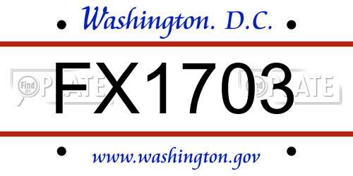 FX1703 District Of Columbia License Plate