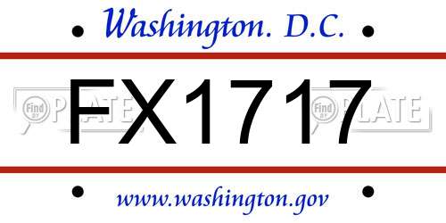 FX1717 District Of Columbia License Plate