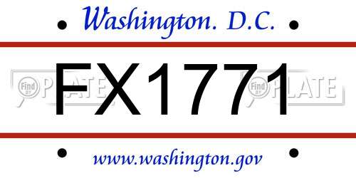 FX1771 District Of Columbia License Plate
