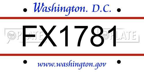 FX1781 District Of Columbia License Plate