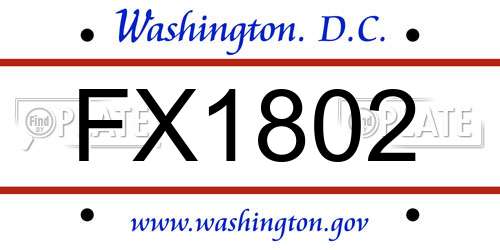 FX1802 District Of Columbia License Plate