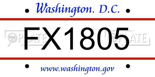 FX1805 District Of Columbia License Plate