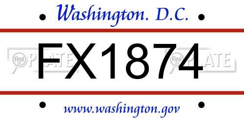 FX1874 District Of Columbia License Plate