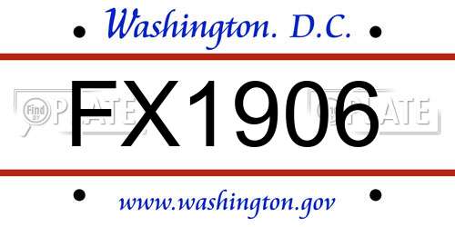 FX1906 District Of Columbia License Plate