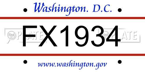 FX1934 District Of Columbia License Plate