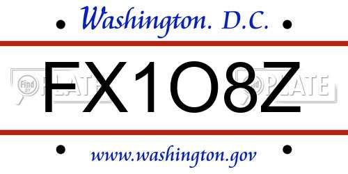 FX1O8Z District Of Columbia License Plate