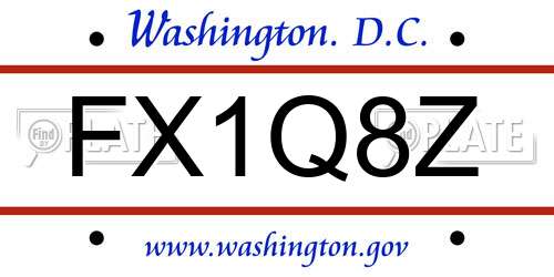 FX1Q8Z District Of Columbia License Plate