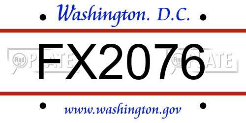 FX2076 District Of Columbia License Plate