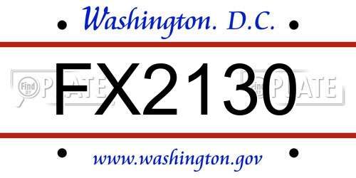 FX2130 District Of Columbia License Plate