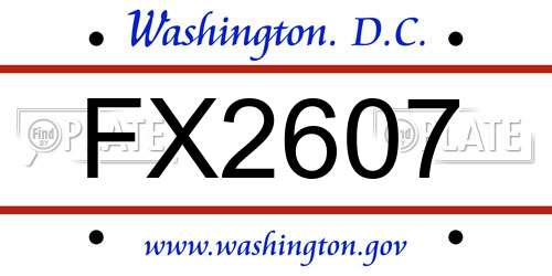 FX2607 District Of Columbia License Plate