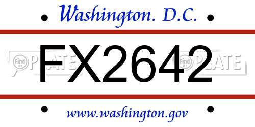 FX2642 District Of Columbia License Plate