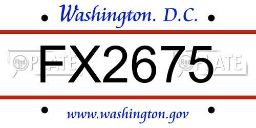 FX2675 District Of Columbia License Plate