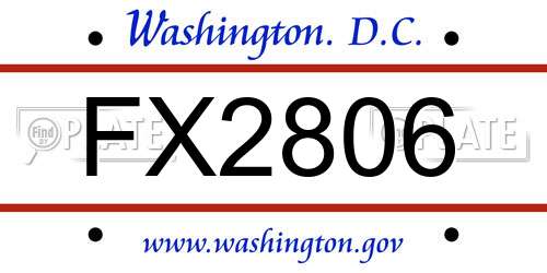 FX2806 District Of Columbia License Plate