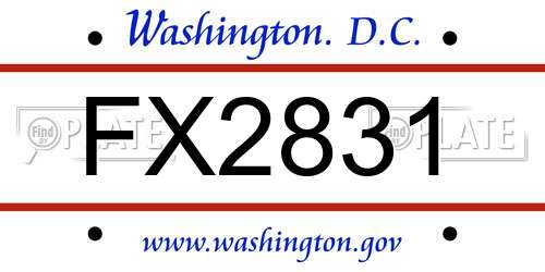 FX2831 District Of Columbia License Plate