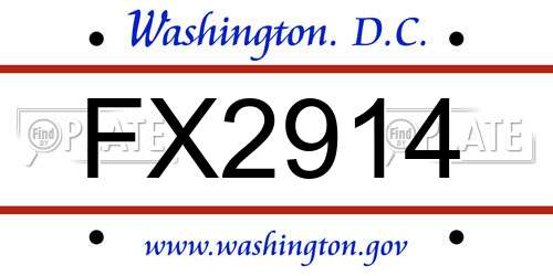 FX2914 District Of Columbia License Plate