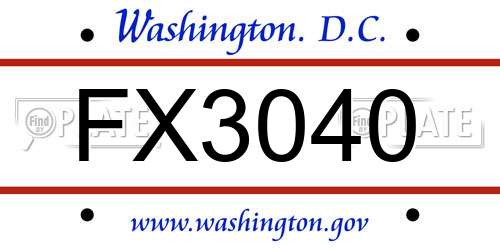 FX3040 District Of Columbia License Plate