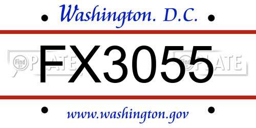 FX3055 District Of Columbia License Plate