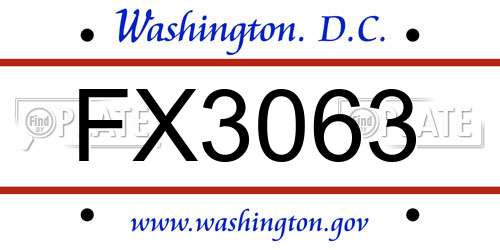 FX3063 District Of Columbia License Plate