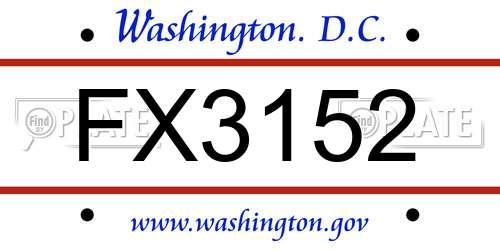FX3152 District Of Columbia License Plate
