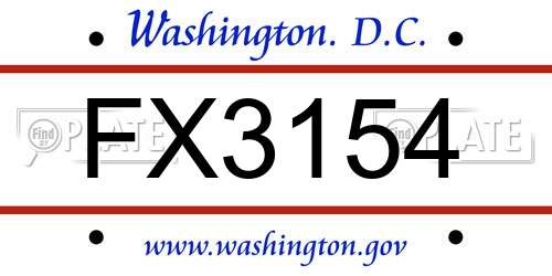 FX3154 District Of Columbia License Plate