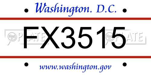 FX3515 District Of Columbia License Plate